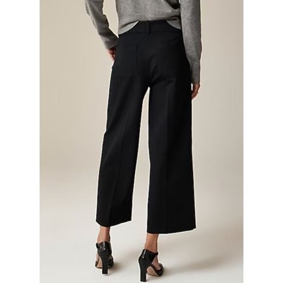 NWT J. Crew Sydney Pants Size 0P Black Wide Cropped Petite Stretch BF405 - Picture 2 of 16